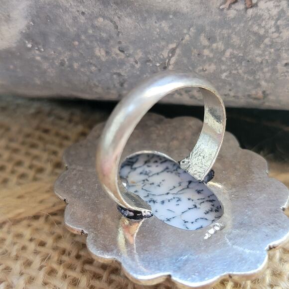 Sterling Silver Dendritic Agate Ring, Size 6.25, Handmade Boho Statement Jewelry - Picture 6 of 7